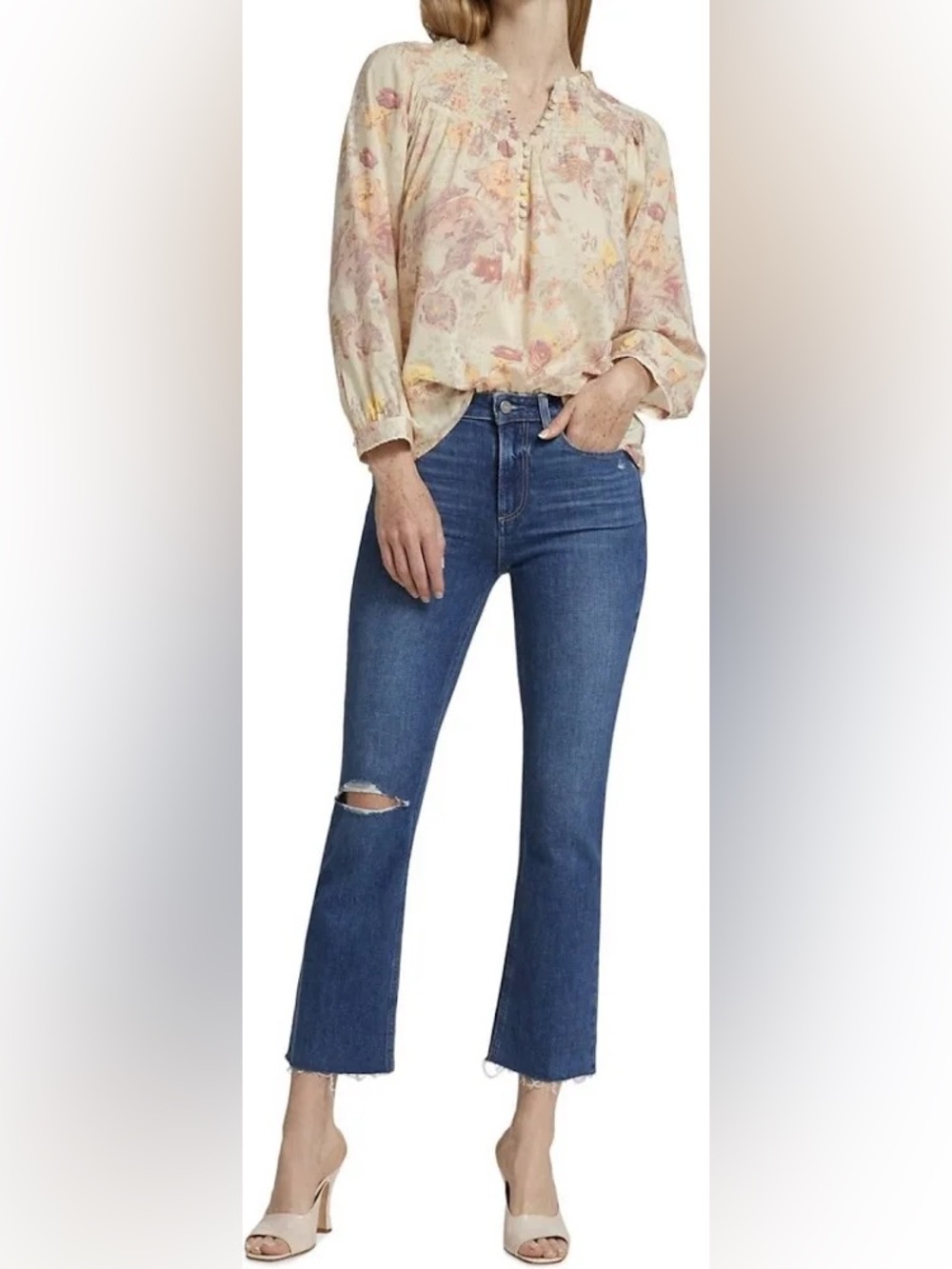 PAIGE vintage Colette crop flare distressed jeans